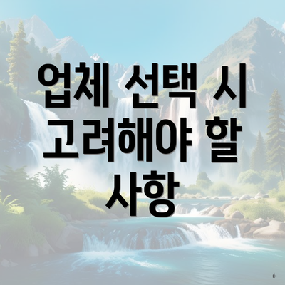 업체 선택 시 고려해야 할 사항