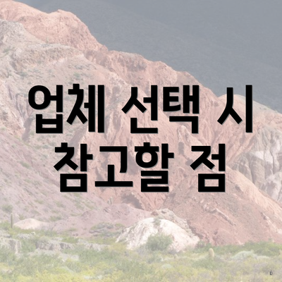 업체 선택 시 참고할 점