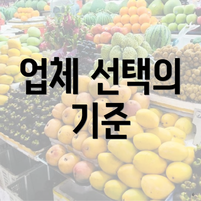 업체 선택의 기준