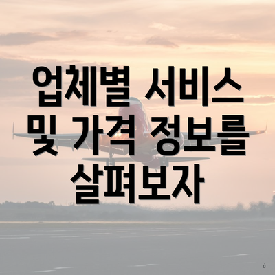 업체별 서비스 및 가격 정보를 살펴보자