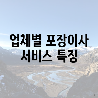 업체별 포장이사 서비스 특징