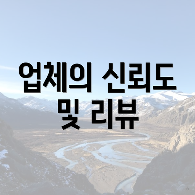 업체의 신뢰도 및 리뷰