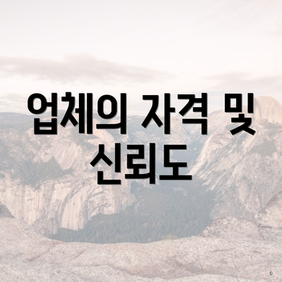 업체의 자격 및 신뢰도