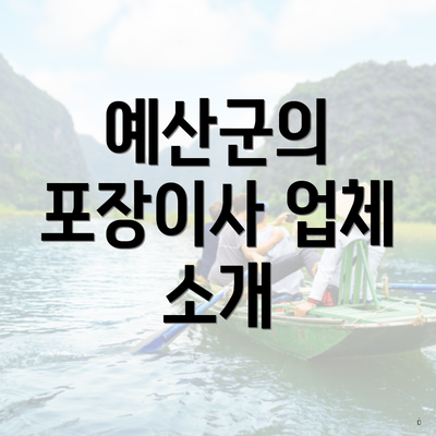 예산군의 포장이사 업체 소개