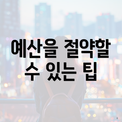 예산을 절약할 수 있는 팁