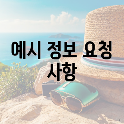 예시 정보 요청 사항