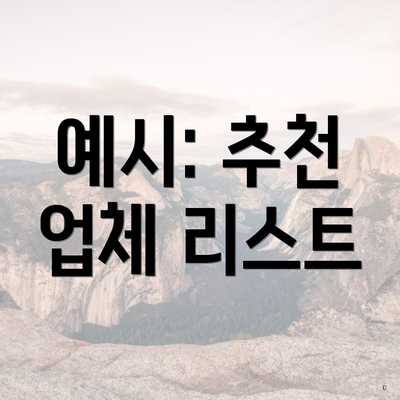 예시: 추천 업체 리스트