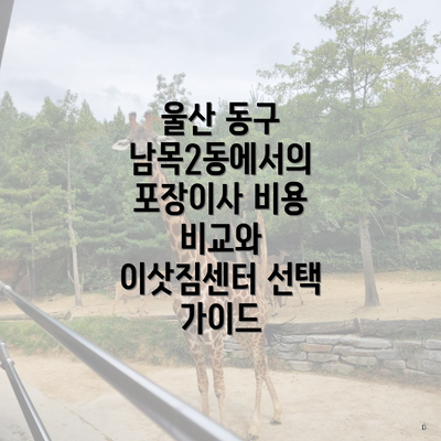 울산 동구 남목2동에서의 포장이사 비용 비교와 이삿짐센터 선택 가이드