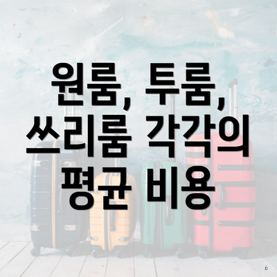 원룸, 투룸, 쓰리룸 각각의 평균 비용