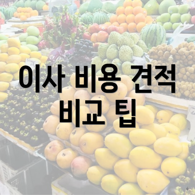 이사 비용 견적 비교 팁