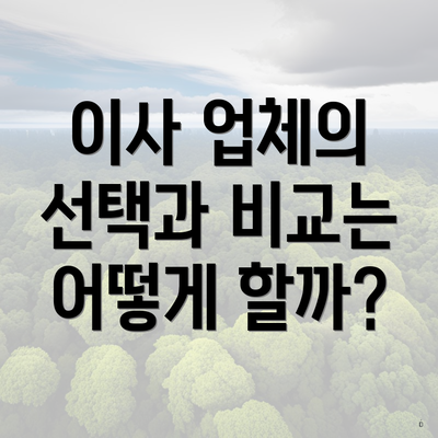 이사 업체의 선택과 비교는 어떻게 할까?