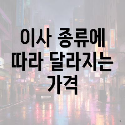 이사 종류에 따라 달라지는 가격