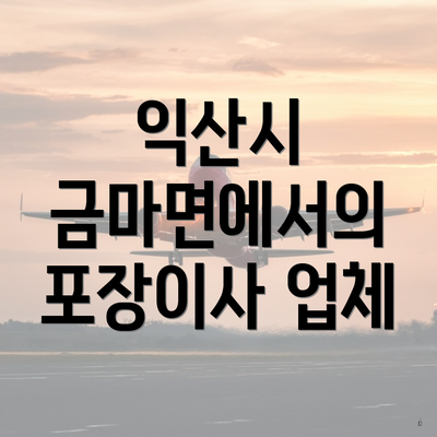 익산시 금마면에서의 포장이사 업체