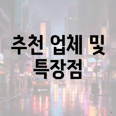 추천 업체 및 특장점