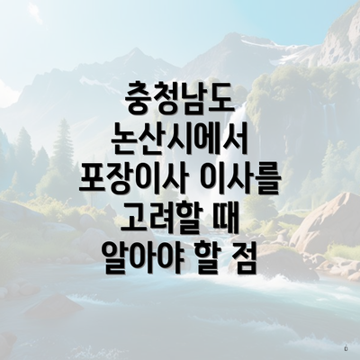 충청남도 논산시에서 포장이사 이사를 고려할 때 알아야 할 점