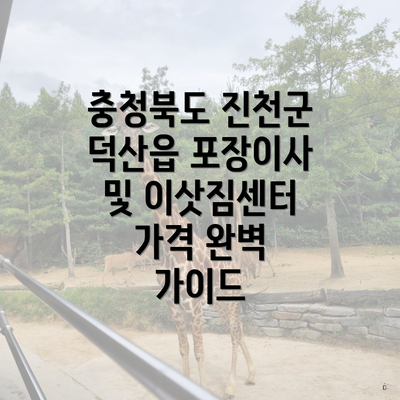 충청북도 진천군 덕산읍 포장이사 및 이삿짐센터 가격 완벽 가이드