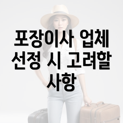 포장이사 업체 선정 시 고려할 사항