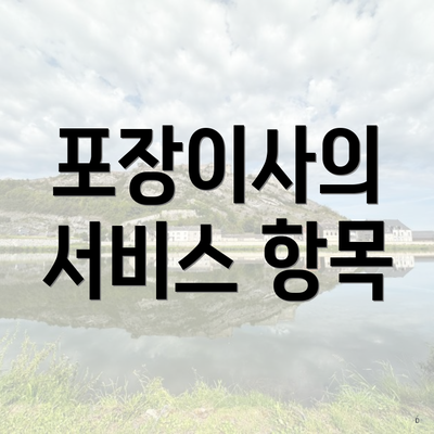 포장이사의 서비스 항목